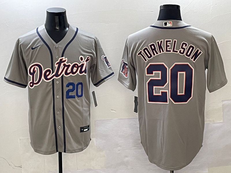 Men Detroit Tigers #20 Torkelson Grey Game 2025 Nike MLB Jersey style 2